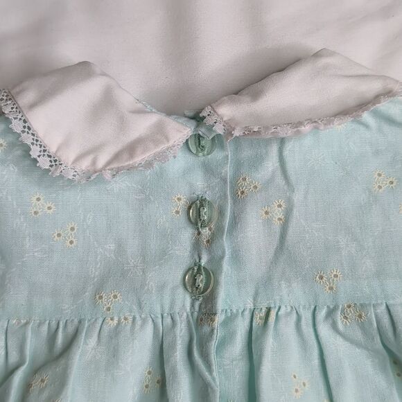 Vintage Baby Dress Blue with Eyelet Design - Picture 7 of 8